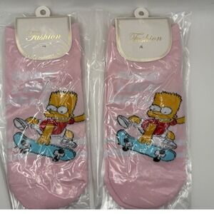 The Simpsons Bart Simpson Pink‎ Ankle Socks 2 Pair Pack New Fashion